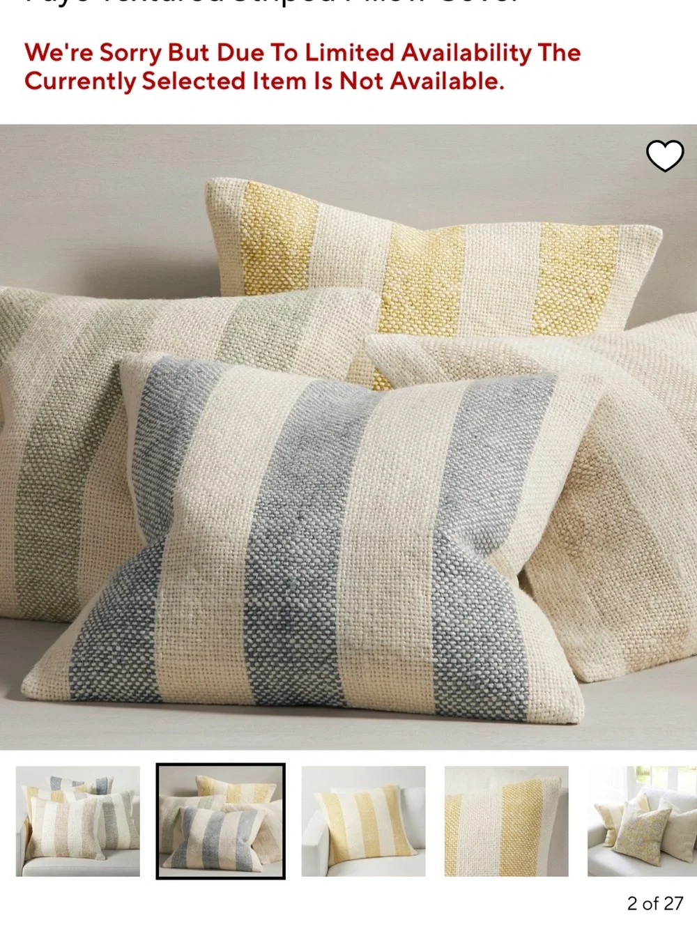 Pottery Barb Blue and White Striped Home Throw Pillow Cover